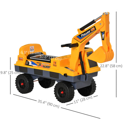 Construction Ride on Excavator Digger Multi-functional Bulldozer Toy Detachable Bucket Yellow
