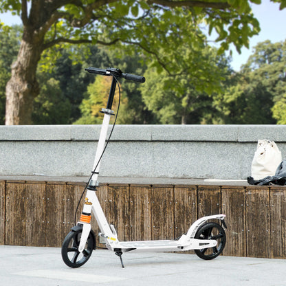 Foldable Kids Scooter with 4 Adjustable Height, Double Brake, Shock Absorption for Ages 6-12, White