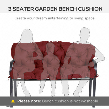 3 Seater Outdoor Seat Pads Bench Swing Chair Replacement Cushions Backrest for Patio Garden, Wine Red