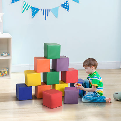12-Piece Soft Stacking Blocks: Non-Toxic Foam Building Blocks for Toddlers, Babies