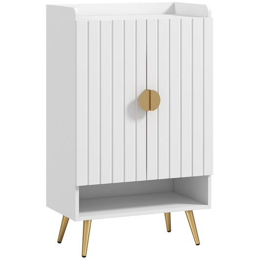 Entryway Narrow Shoe Storage Cabinet with Adjustable Shelves Open Shelf for 15 Pairs White Kids Crystal