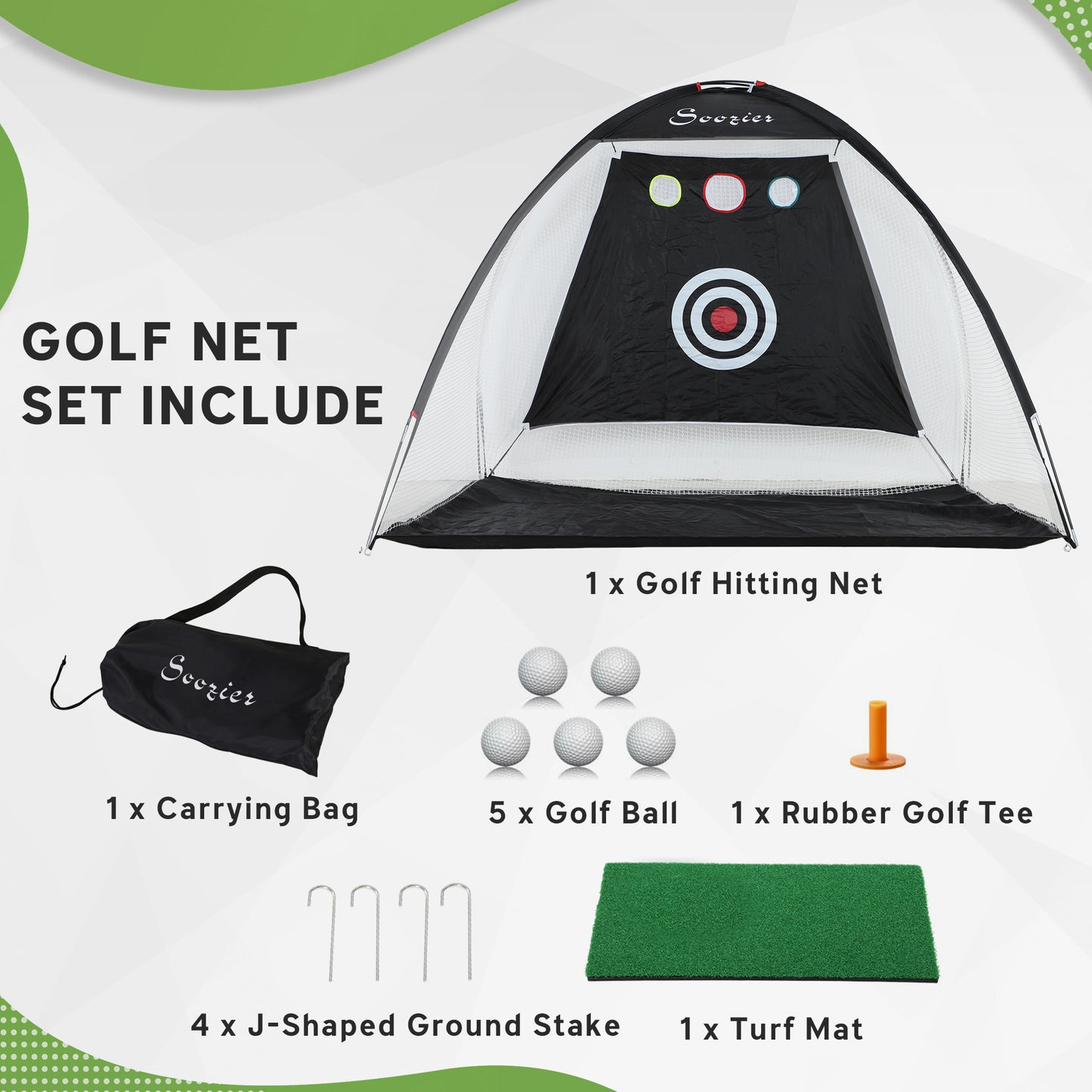 Golf Net, 10 x 6ft Golf Practice Net for Backyard Driving, Multi-Target Golf Hitting Net, Indoor, Outdoor Kids Crystal