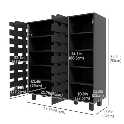 Shoe Storage Cabinet 21 Pair Organizer 5 Tier Double Door Cupboard 5 Tier Open Shelves