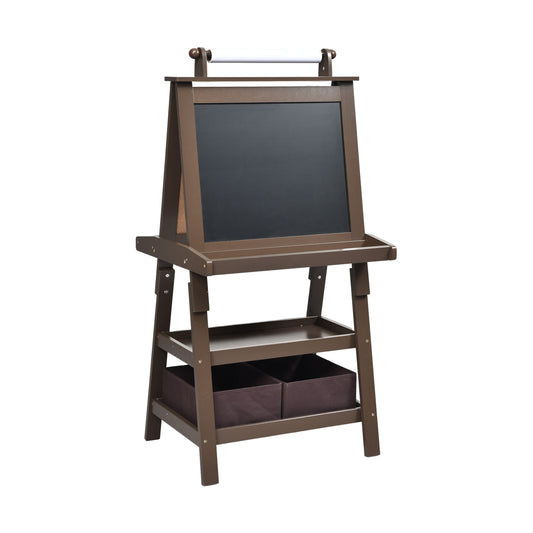 3 in 1 Double-Sided Storage Art Easel-Brown Kids Crystal