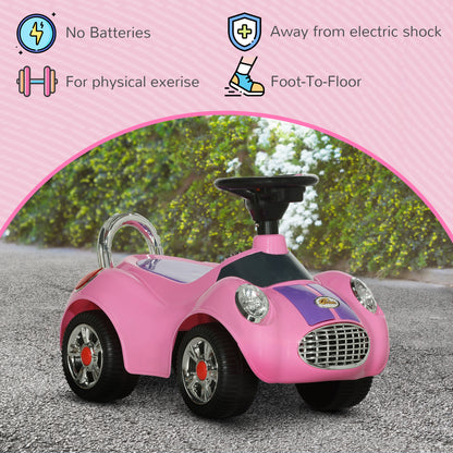 Baby Push Car for 1-3 Years with Music, Horn, Light, Pink