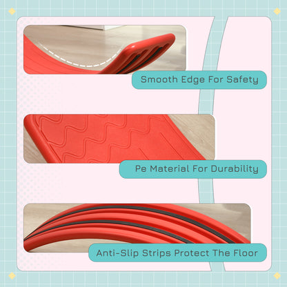 Balancing Act: 32.3" Curvy Rocker Board for Kids, Ended Preschool Learning Montessori Waldorf Toy, Red Hue