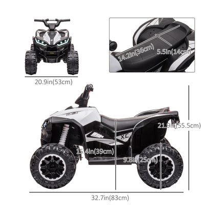 Kids 4 Wheeler Quad with Music, MP3, Headlights, High & Low Speed, Kids ATV for 3-5 Years Old Boys &amp; Girl, White