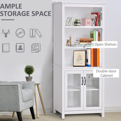 Storage Cabinet Bookcase Versatile Adjustable Shelves Living Room Organizer Elegant White
