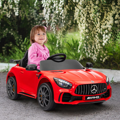 Mercedes-Benz AMG GTR Licensed 12V Battery Powered Kids Electric Car w/ Remote, Soft Start, Lights, Music Horn Red