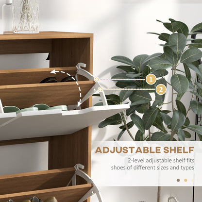 Shoe Sanctuary: Modern 4 Flip Drawer Cabinet with Adjustable Shelf, Organizer for 16 Pairs of Shoes, Entryway Storage