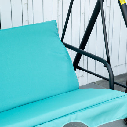 3-Seater Outdoor Porch Swing with Adjustable Canopy Patio Swing Chair for Garden Poolside Backyard Teal