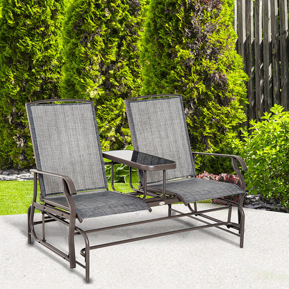 2-Person Patio Glider Bench Outdoor Loveseat Rocker Swing Chair Garden Furniture Grey