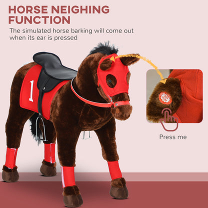 Kids Ride On Horse w/ Neighing Sound, Saddle, Stirrups, for 3-8 Years