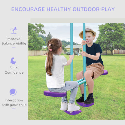 Swing Set for Kids with Glider, 2 Swing Seats, Heavy Duty A-Frame Metal Stand Outdoor Playground Playset, Purple