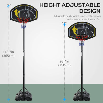 6.5'-10' Adjustable Portable Basketball Hoop System Outdoor Stand for Youth Adult