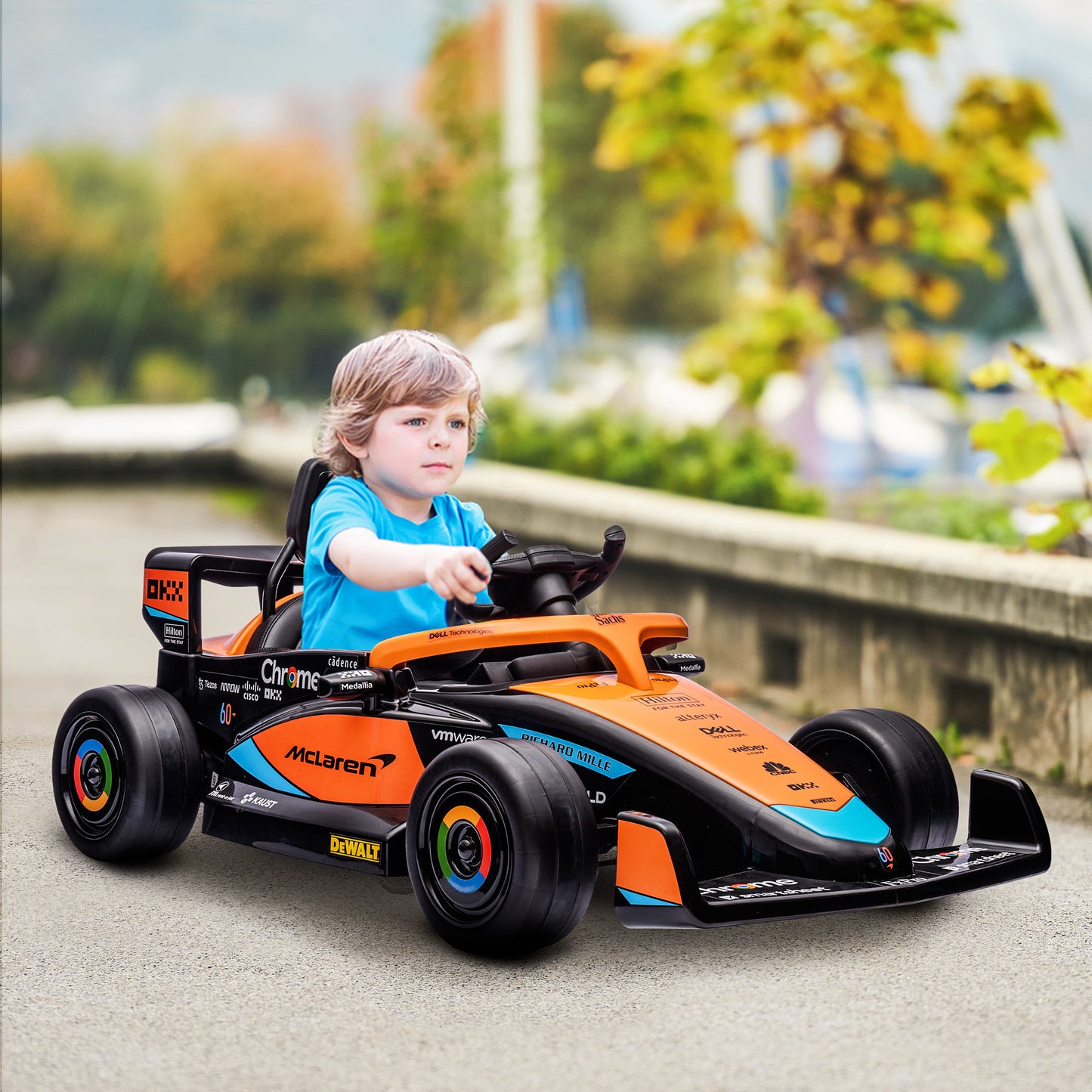 12V Kids Electric Car Ride On Suspension Music MP3 Remote Control 3-5 Years Orange Licensed Vehicle Kids Crystal