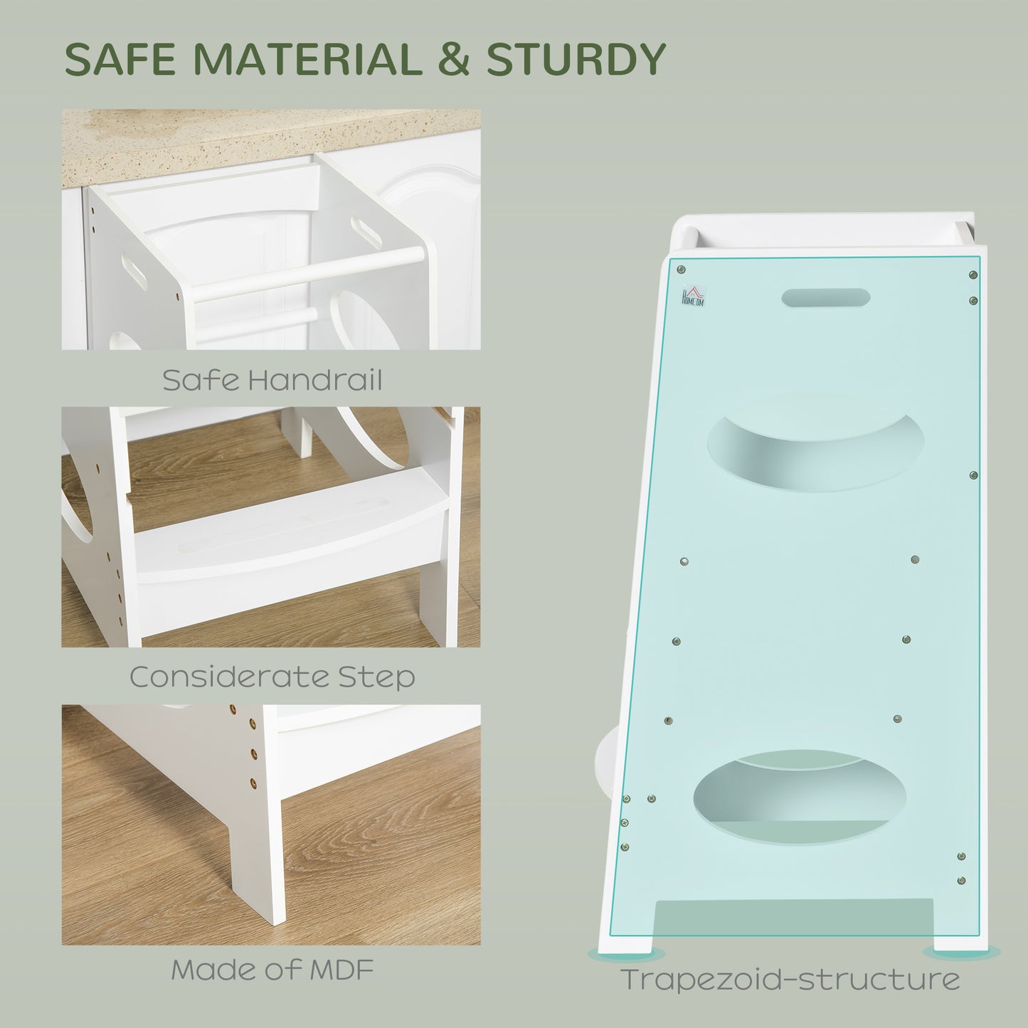 Kids' Adjustable Kitchen Helper Stool in White - Safe Toddler Counter Step Solution Kids Crystal