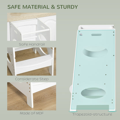 Kids' Adjustable Kitchen Helper Stool in White - Safe Toddler Counter Step Solution