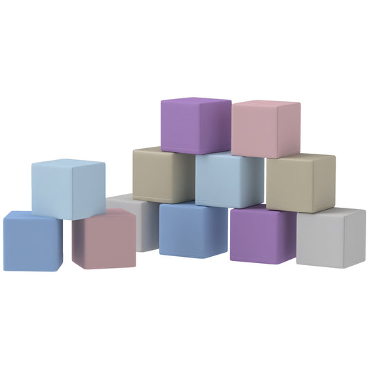 12 Piece Soft Play Blocks Soft Foam Toy Building And Stacking Blocks - Multicolours