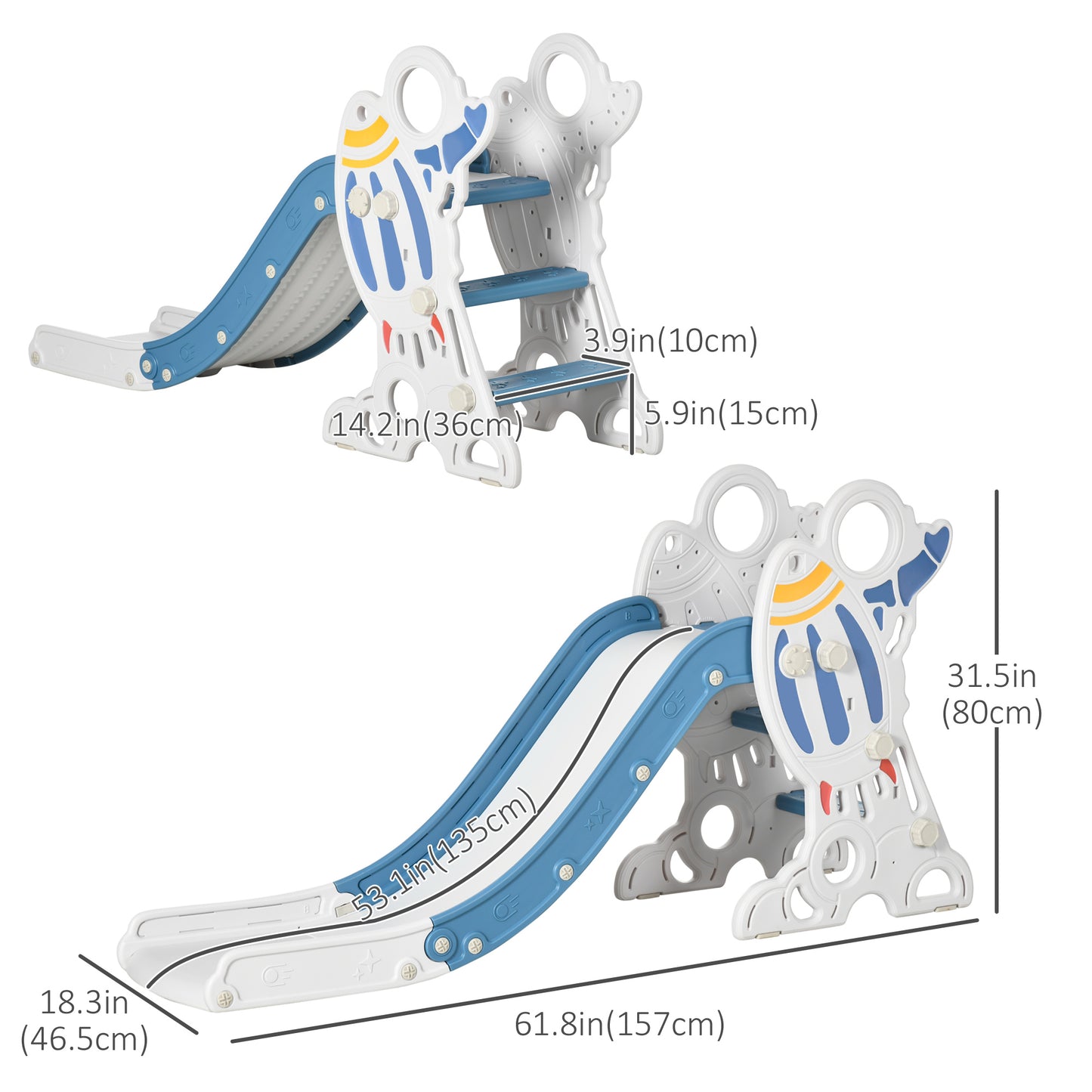 Space Theme Toddler Slide Indoor Climber Playset Kids 1.5-3 Years Blue Playground Equipment Kids Crystal