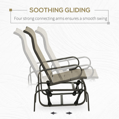 Outdoor Mesh Glider Swing Chair Patio Garden Rocking Gliding Seat Yard Porch Furniture, Brown Flaxen