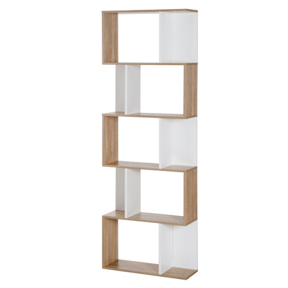 5-Tier Modern Bookcase Display Shelf Storage Room Divider for Living Room Home Office White
