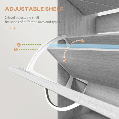 Narrow Shoe Storage Cabinet: 3 Flip Drawers, Slim Design, 12 Pair Organizer for Hallway, Entryway