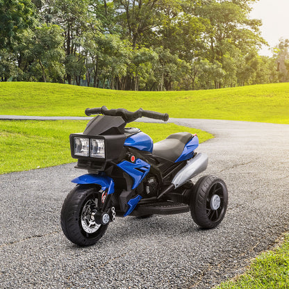 Kids Electric Motorcycle Ride-On Toy 6V Battery Powered with Music Horn Headlights Blue