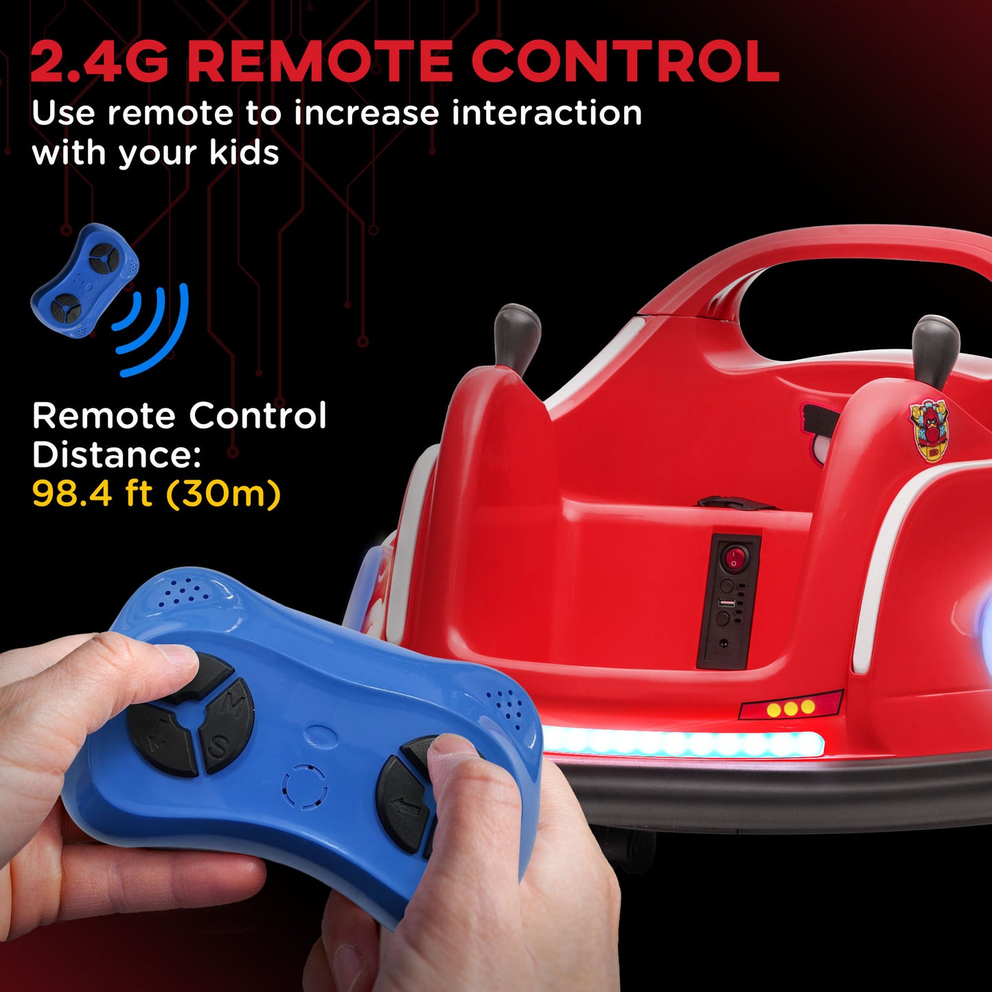 Angry Bird Licensed Electric Ride on Car, 12V Bumper Car for Kids w/ Dual Joysticks, 360 Degree Spin, Red Kids Crystal