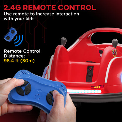 Angry Bird Licensed Electric Ride on Car, 12V Bumper Car for Kids w/ Dual Joysticks, 360 Degree Spin, Red