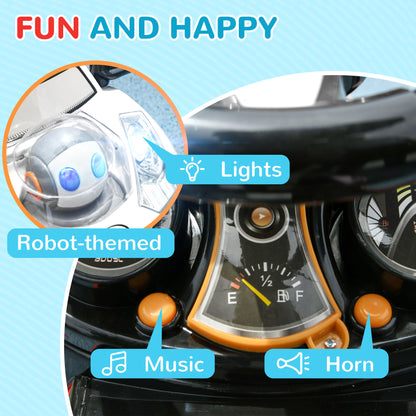 3 in 1 Kids Push Car Toddler Sliding Car, Foot to Floor Design with Music, Light, Handle, Removable Canopy, White