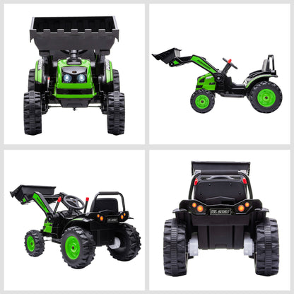 Kids Tractor 6V Battery Powered Digger Ride On Excavator Music Headlight Moving Forward Backward Green