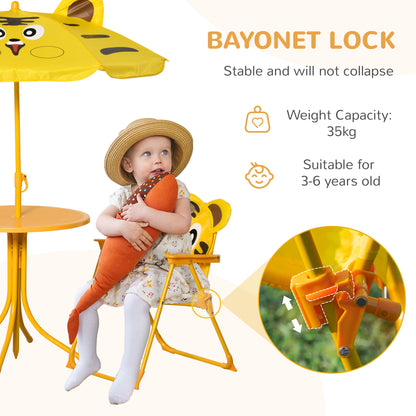 Kids Picnic Table Chair Set Outdoor Folding for Patio Backyard Fun Aged 3-6 Years