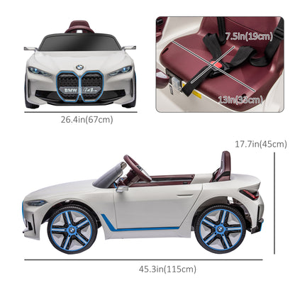 12V Electric Ride on Car with Remote Control, 3.1 MPH Kids Ride-on Toy for Boys and Girls with Portable Battery, White