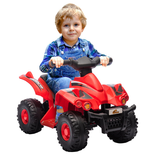 6V Kids ATV Quad w/ Music, Forward, for 2-6 Years, Red Kids Crystal