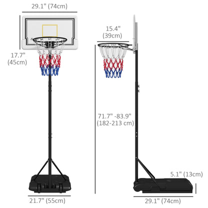 Portable Basketball Hoop for Teens Youth Adults with Wheels Fillable Base 6-7ft Height Adjustable Goal