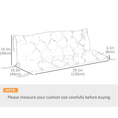 3 Seater Outdoor Seat Pads Bench Swing Chair Replacement Cushions Backrest for Patio Garden, Khaki