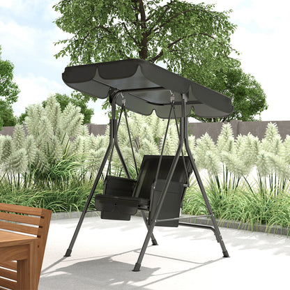 1-Seat Outdoor Porch Swing Patio Swing with Adjustable Canopy, Removable Seat and Back Cushion for Garden, Poolside