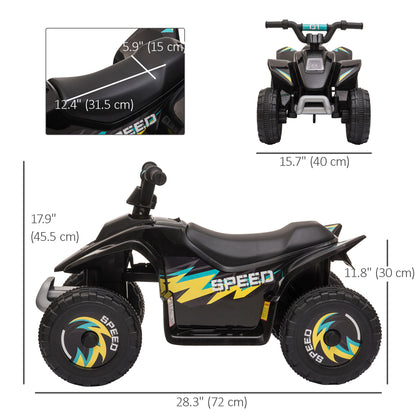 Kids Ride on ATV, 6V Battery Powered Quad Car with Forward, Reverse Switch, for Boys Girls 18-36 Months, Black