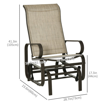 Outdoor Mesh Glider Swing Chair Patio Garden Rocking Gliding Seat Yard Porch Furniture, Brown Flaxen