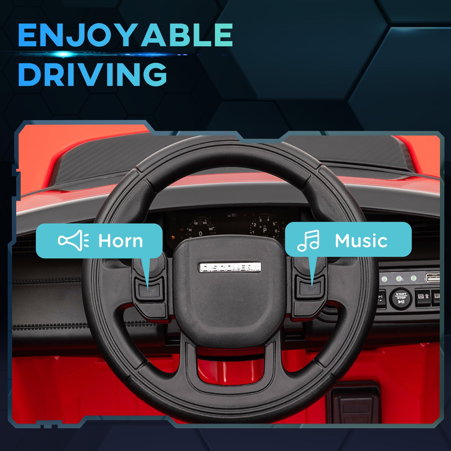 Land Rover Discovery Sport Licensed 12V Ride on Car w/ Remote, Soft Start, LED Lights, Music Horn, Red Kids Crystal