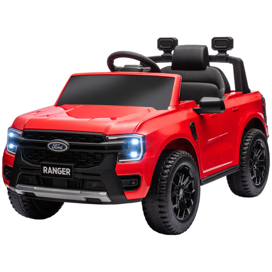 Ford Ranger Licensed 12V Ride on Car Battery Powered Kids Truck w/ Rear Storage Remote, Spring Suspension, Red Kids Crystal