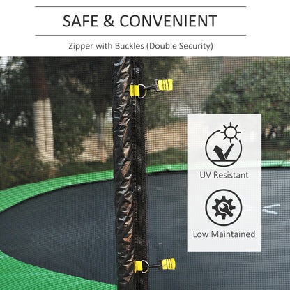 12' Round Trampoline Replacement Net Enclosure Safety Net Fence with 4 Arch 8 Poles Black