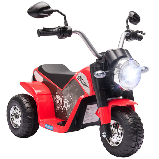 6V Electric Kids Motorcycle Ride-On Dirt Bike 3-Wheels with Horn Headlights Red for Toddlers Kids Crystal