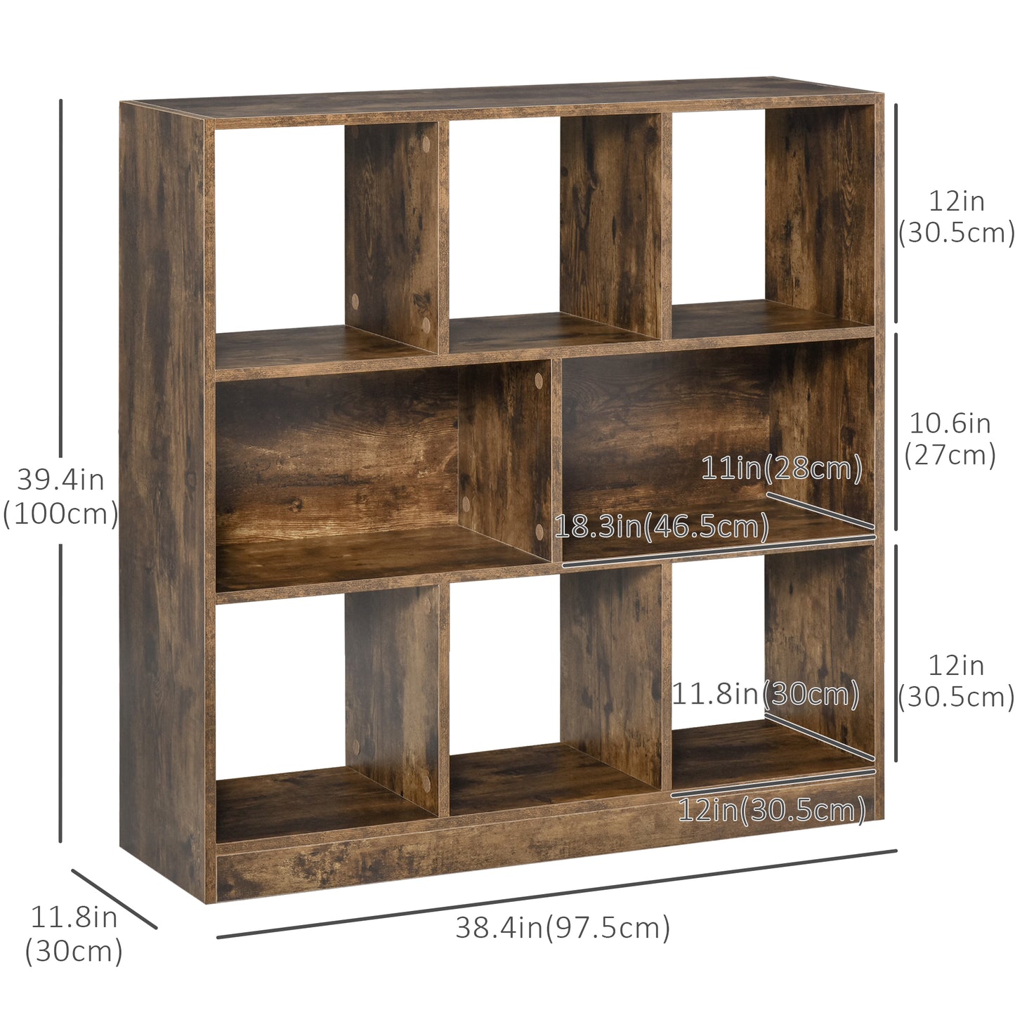 Rustic Retreat: 3-Tier Storage Shelf Bookcase Display Rack Organizer for Office Living Room, Rustic Brown Finish Kids Crystal