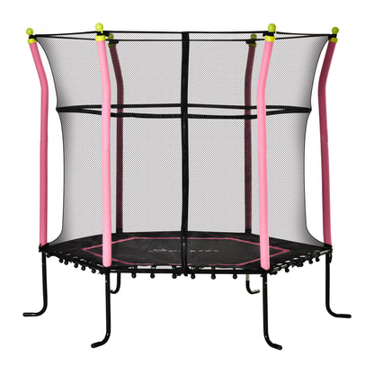 63" Kids Trampoline Mini Indoor/Outdoor Bouncer Jumper Enclosure Net Elastic Padded Pole Gift Pink 3-10 Years