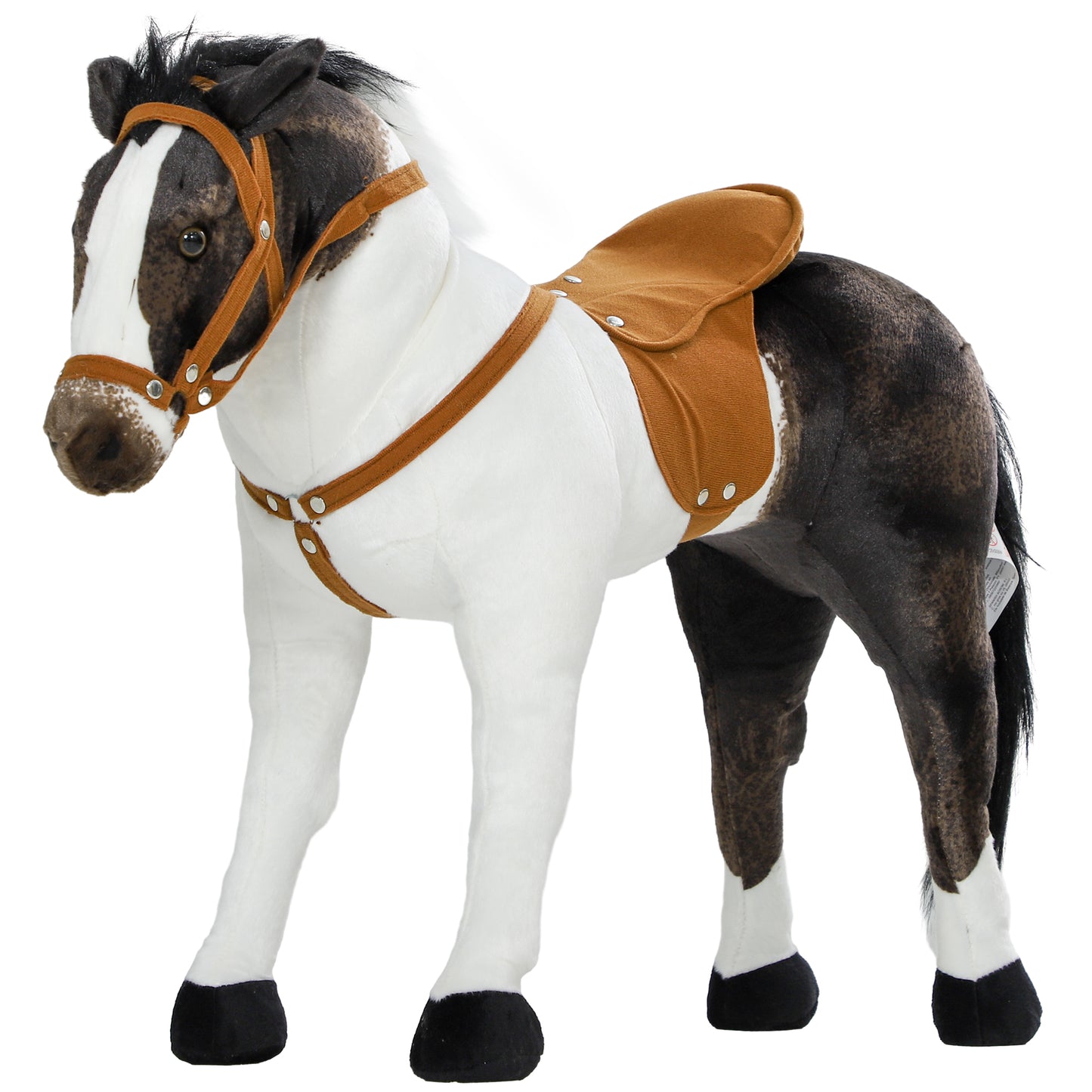 Standing Ride on Horse, Plush Pony Toy for Kids with Neighing Sound, Soft Padding, for Aged 3-8, Brown Kids Crystal