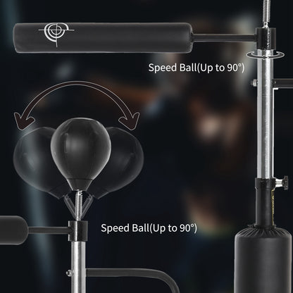 3-in-1 Boxing Punching Bag Stand with Speedballs Relax Bar PU-Wrapped Bag Adjustable Height for Home Gym