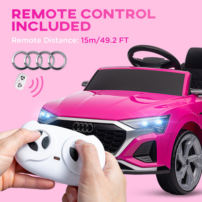 12V Battery Powered Kids Electric Car, Audi Q8 etron Sportback Licensed Ride on Car w/ Remote Control, Pink