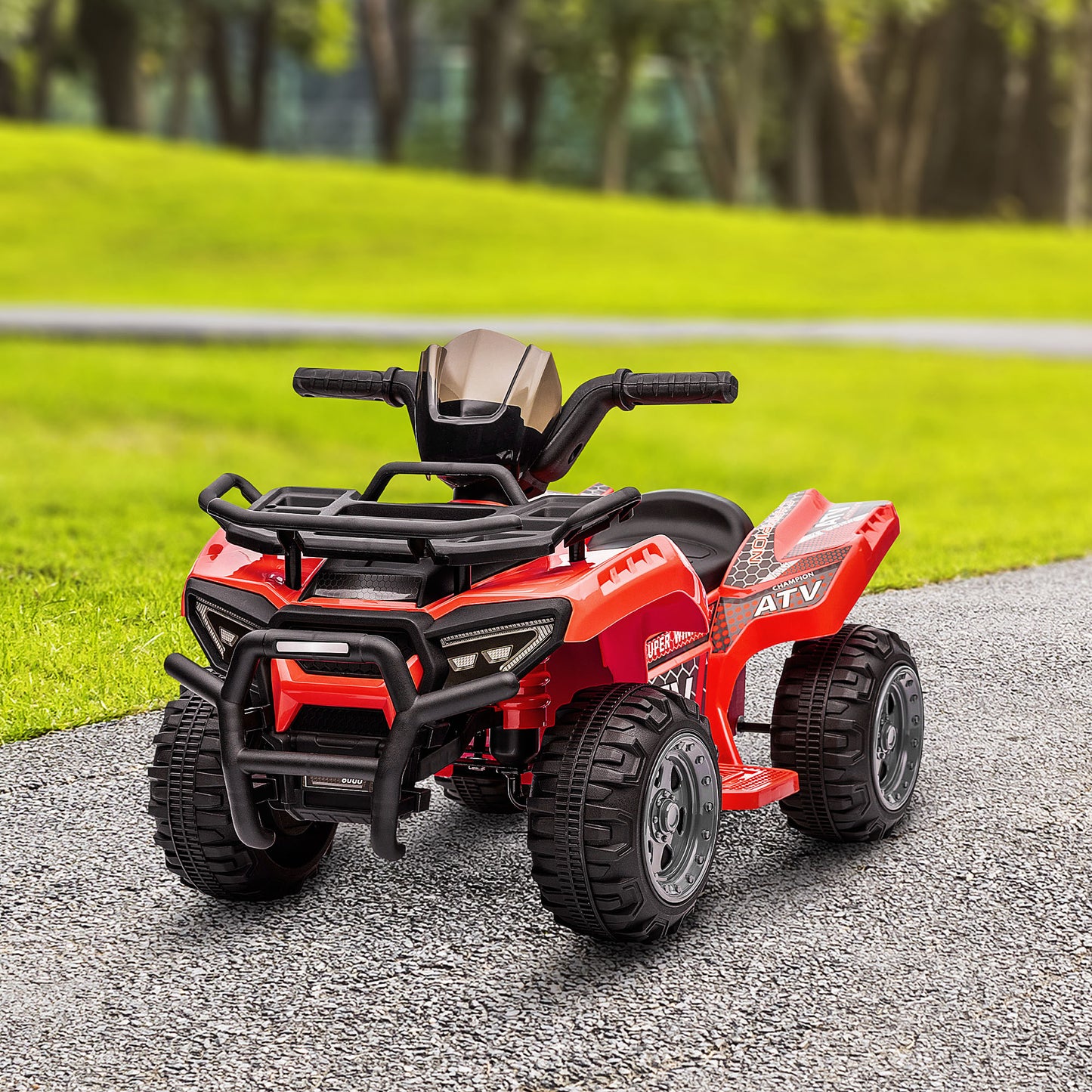 Ride-On ATV: 6V Battery Powered, Quad Bike, Headlights, For 18-36 Months, Red, Toddler Ride-On Kids Crystal